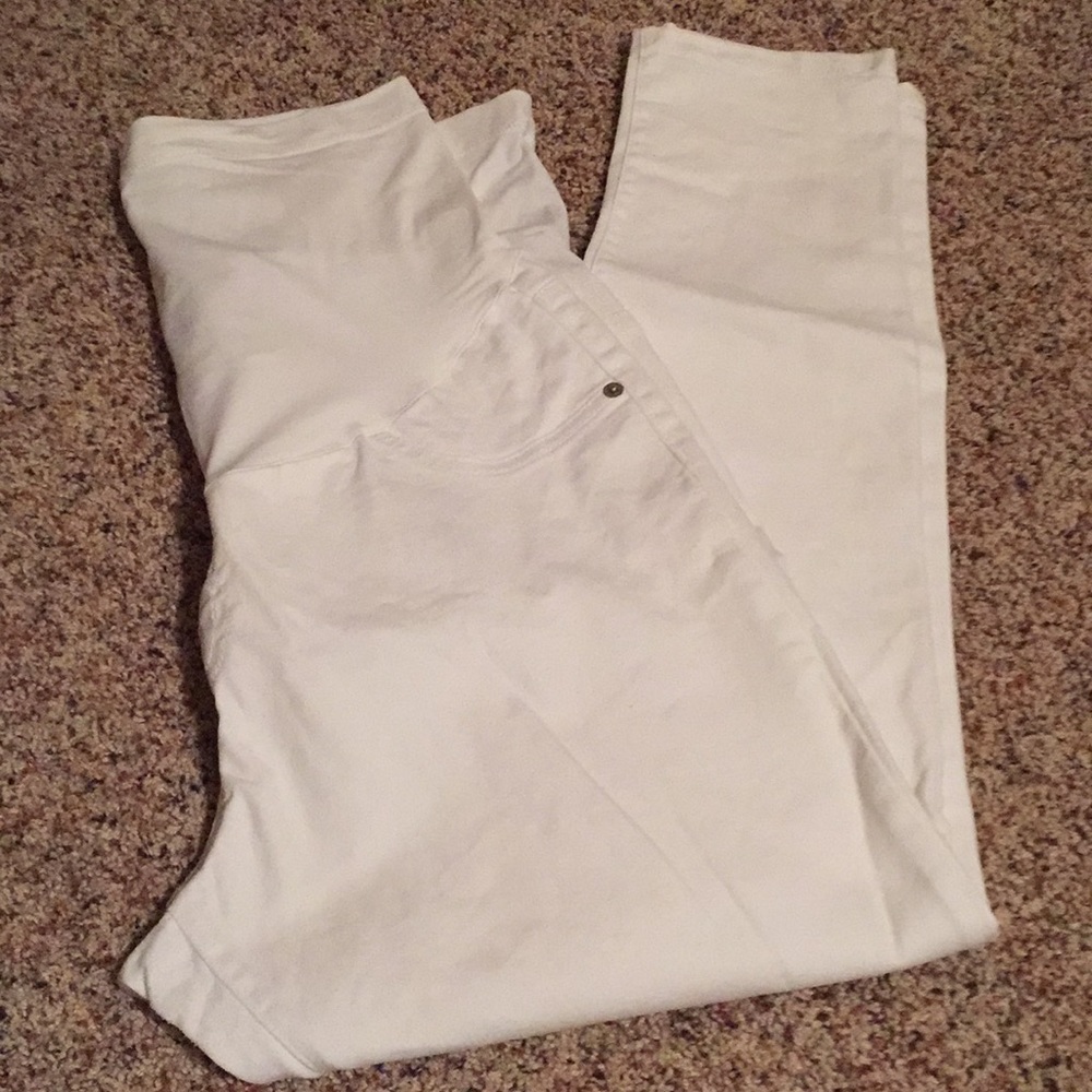 White Ankle Skinny Maternity Jeans Large - Picture 2 of 4